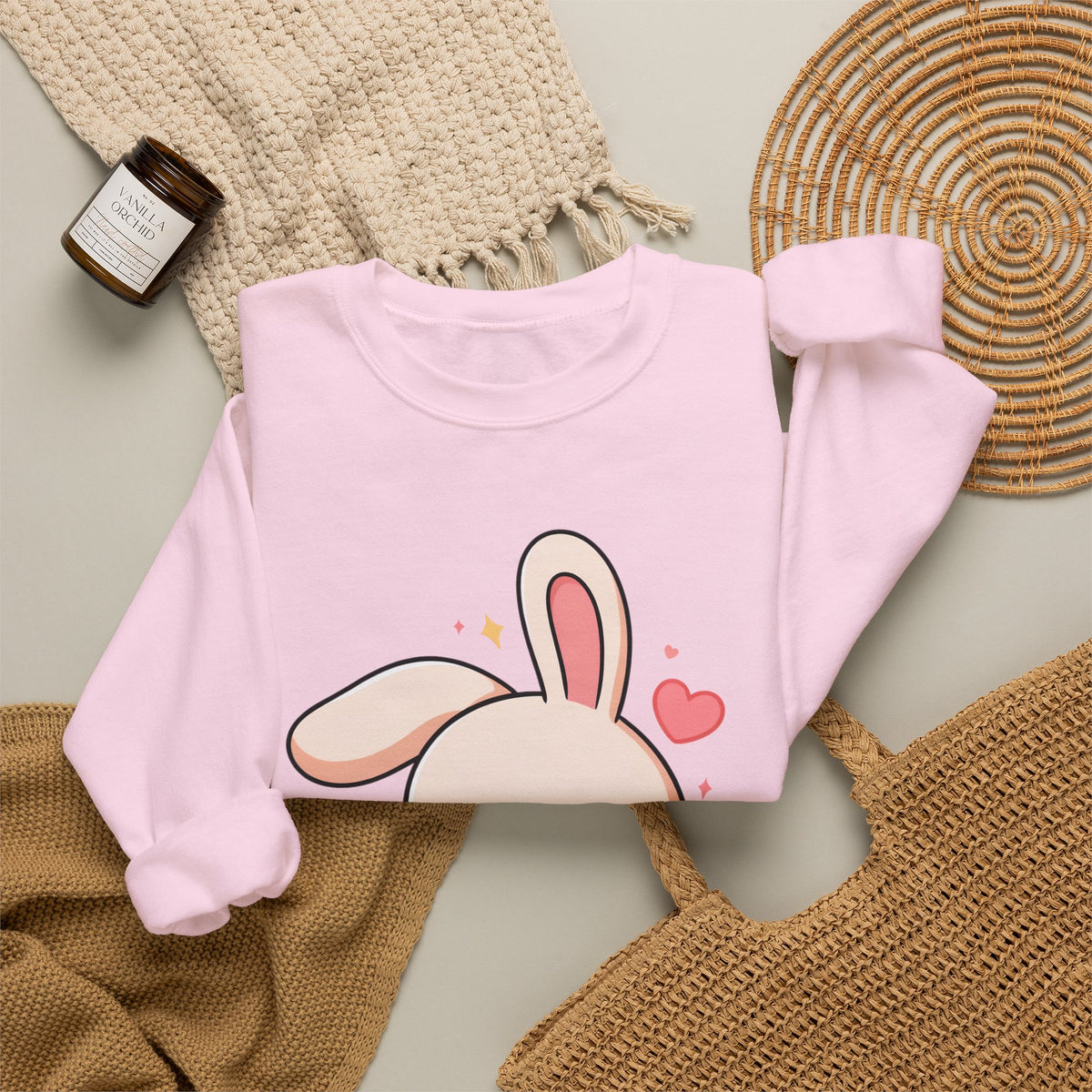 Kawaii Bunny Skateboard Sweatshirt, Cute Chibi Rabbit
