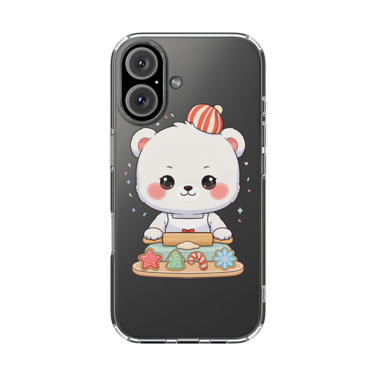 Christmas Bear Cookie Baking Clear Phone Case