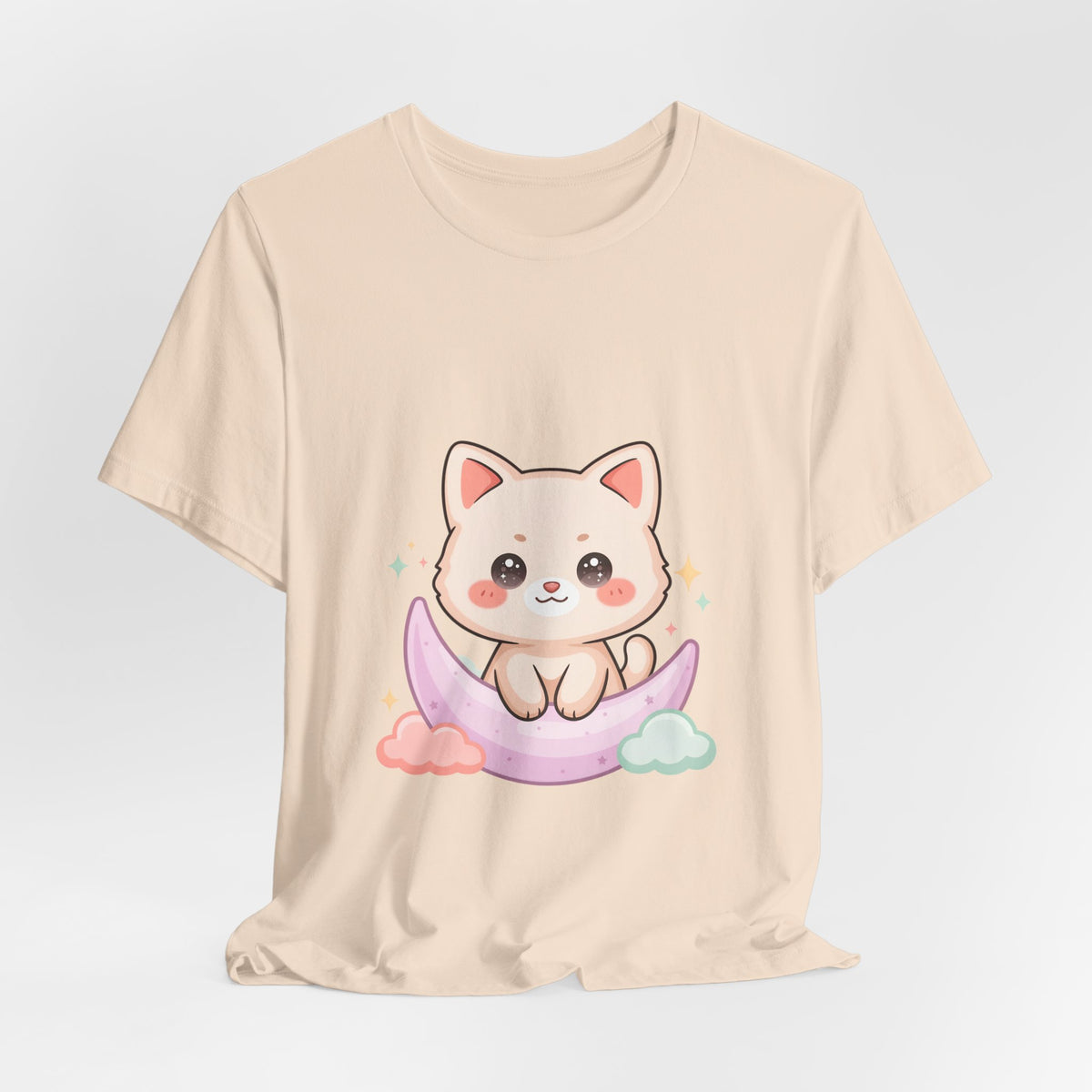 Kawaii Cat Moon T-Shirt for Cozy Night Owls