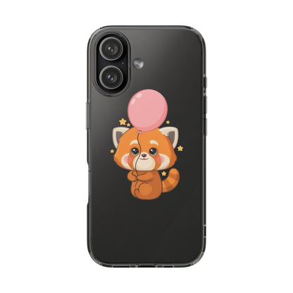 Kawaii Red Panda Clear Impact-Resistant Case with Balloon