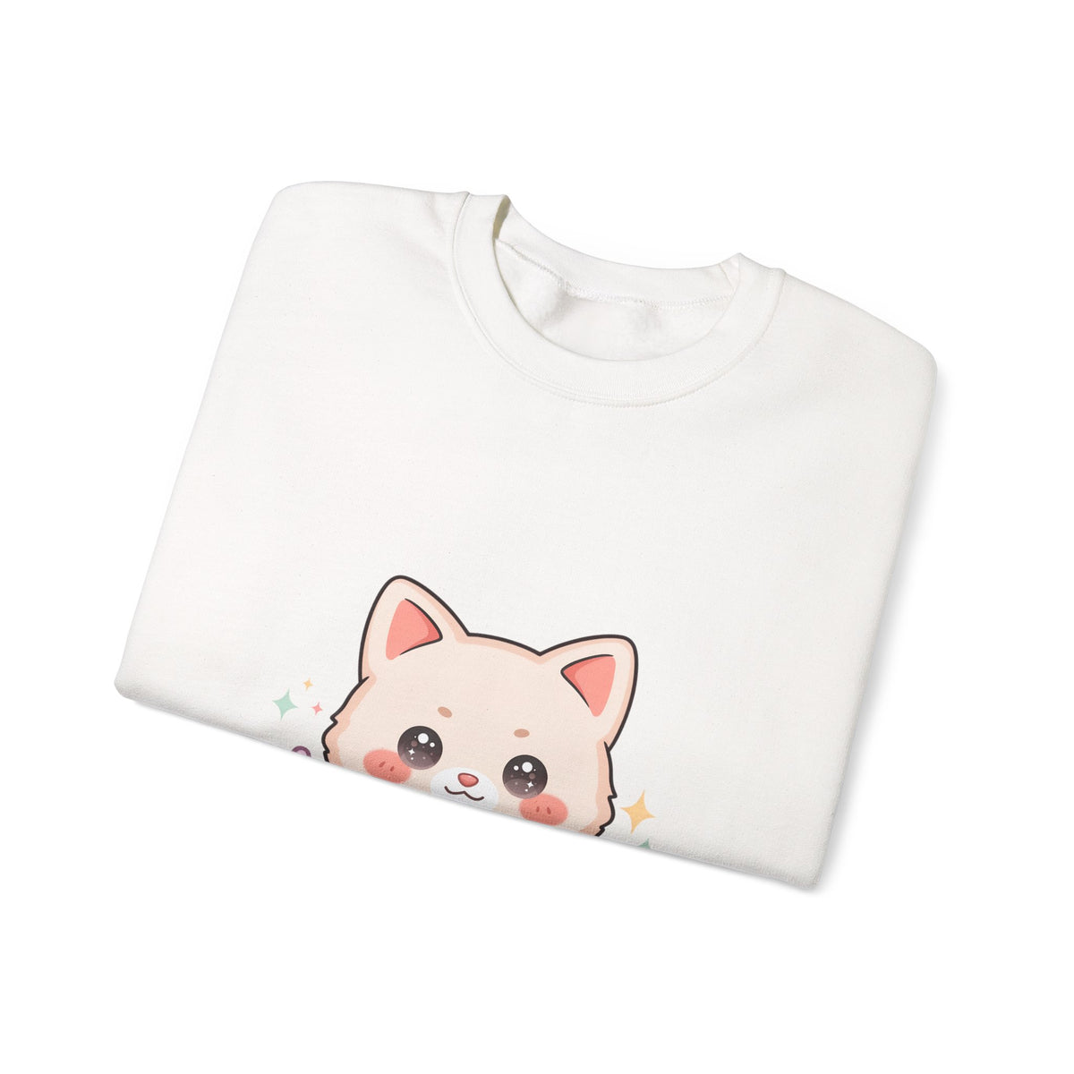 Kawaii Cat Sweatshirt, Cute Crescent Moon Kitten