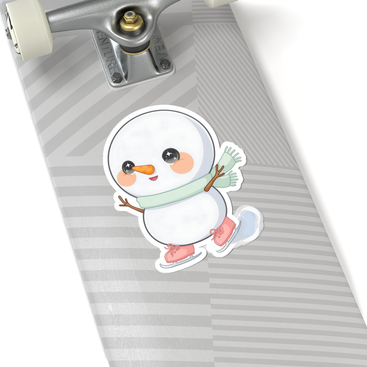 Kawaii Snowman Sticker, Cute Ice Skating Winter Decor