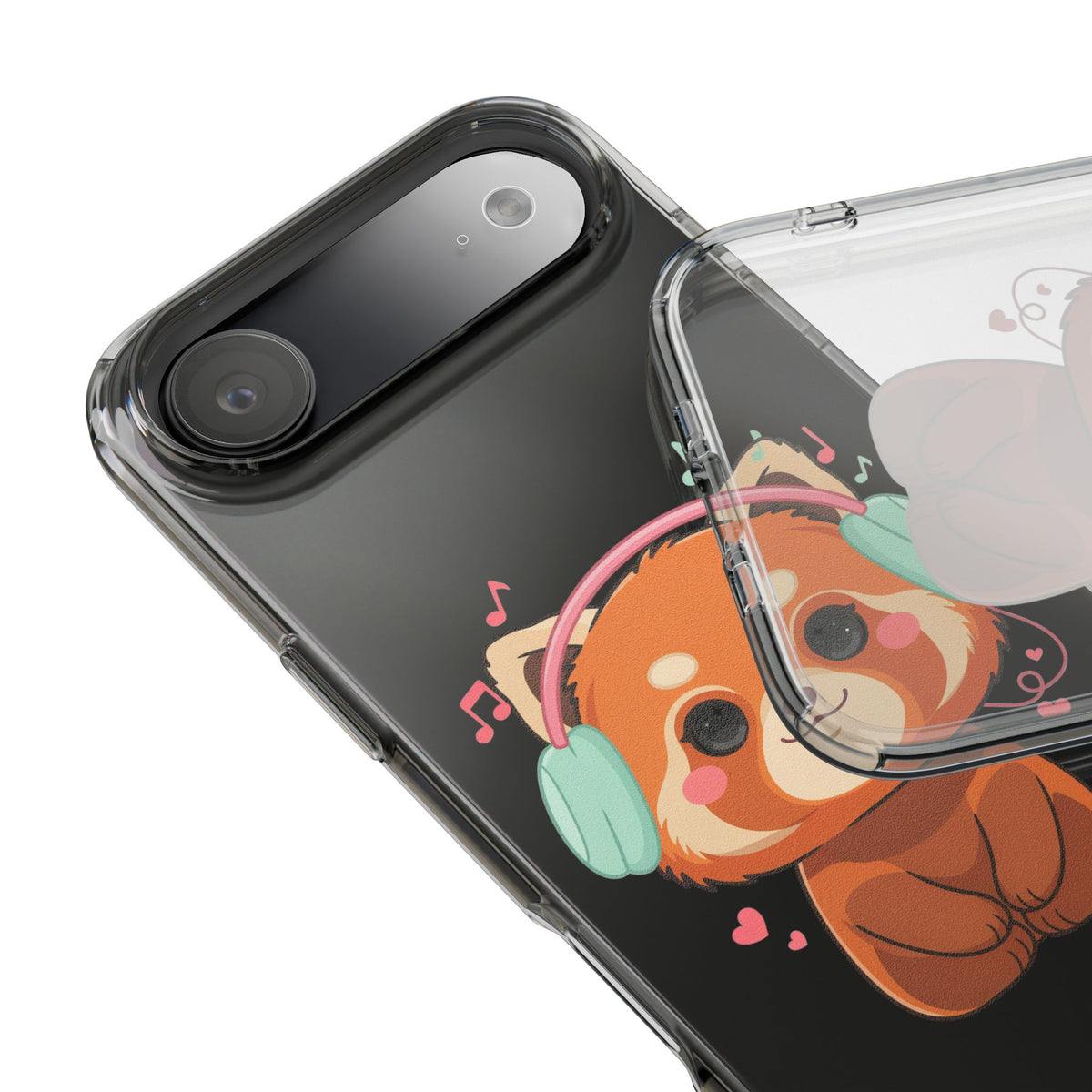 Red Panda Phone Case, Kawaii Music Lover Clear Case