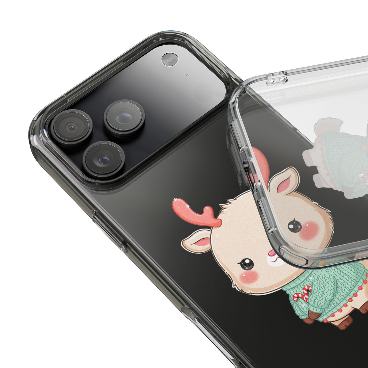 Kawaii Reindeer Clear Impact-Resistant Phone Case