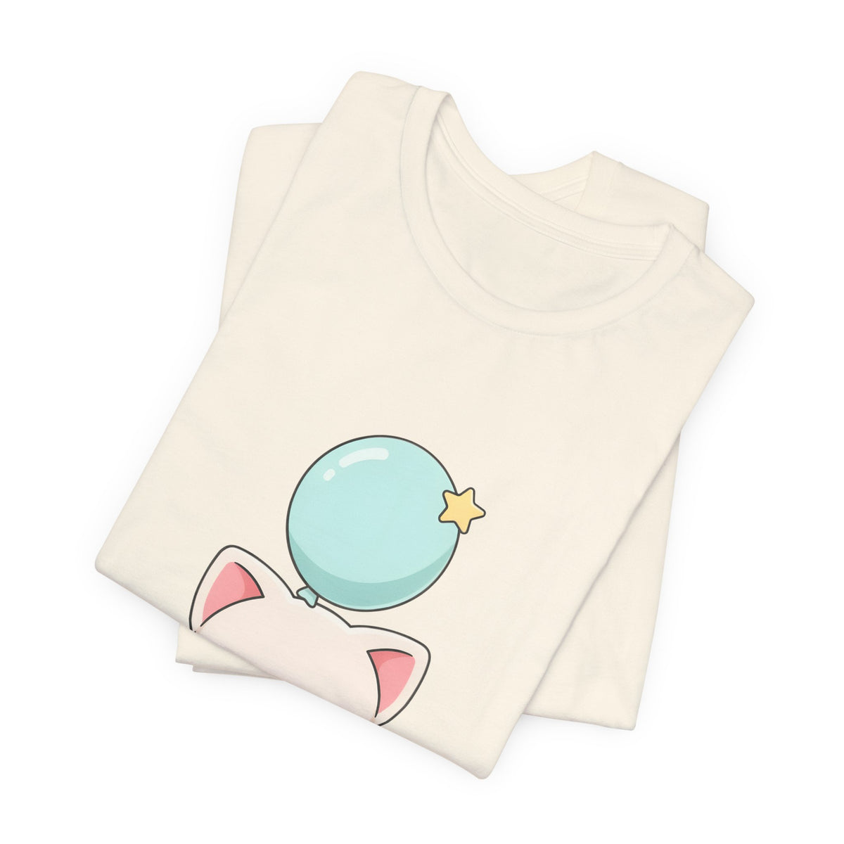 Kawaii Cat Balloon T-Shirt, Cute Chibi Kitty Tee