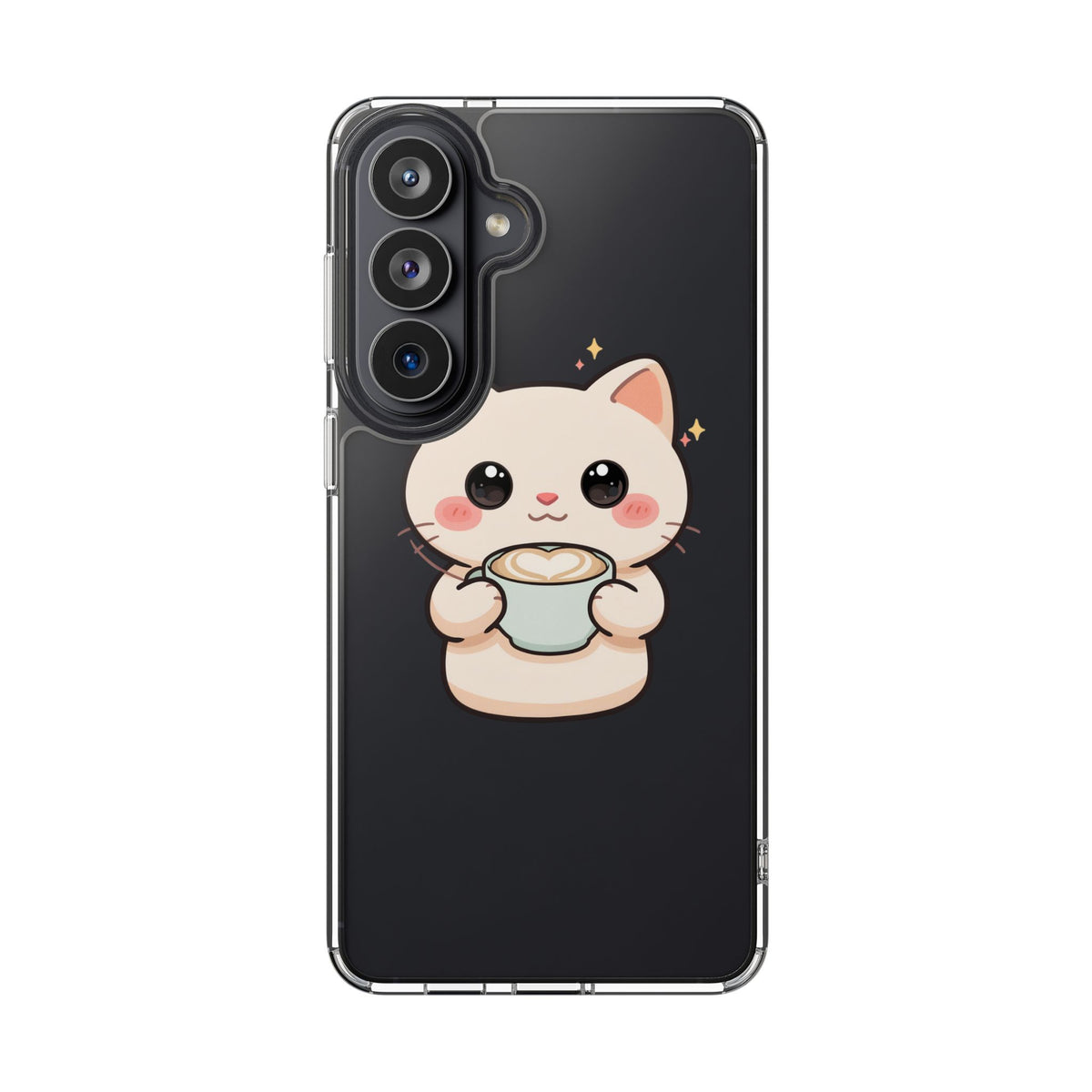 Kawaii Cat Latte Phone Case, Clear Impact-Resistant