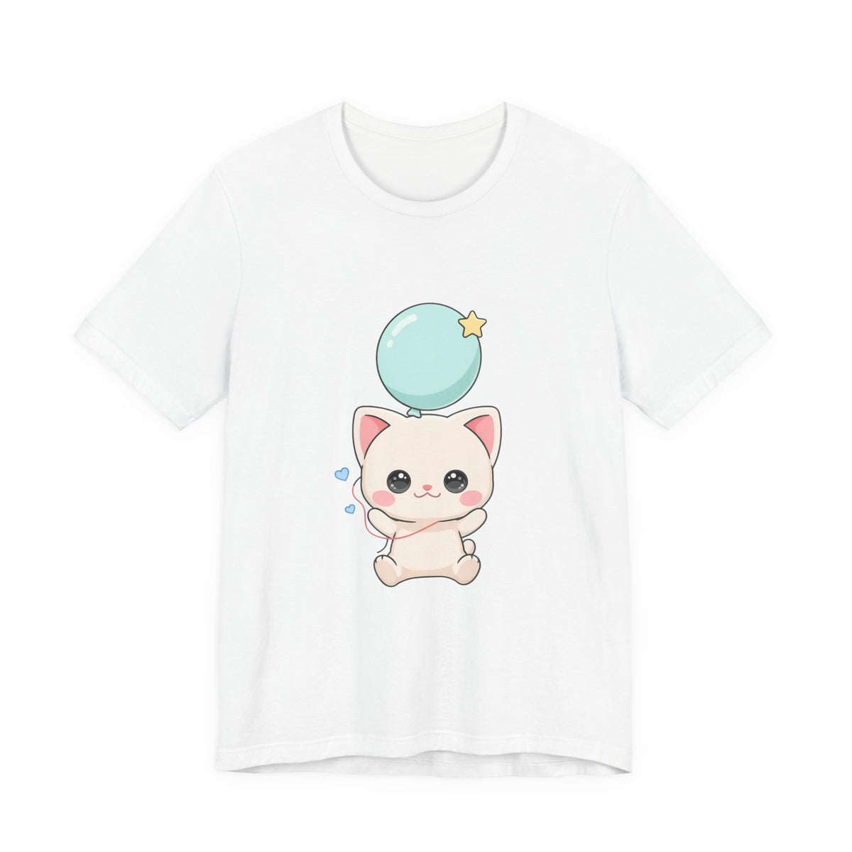 Kawaii Cat Balloon T-Shirt, Cute Chibi Kitty Tee