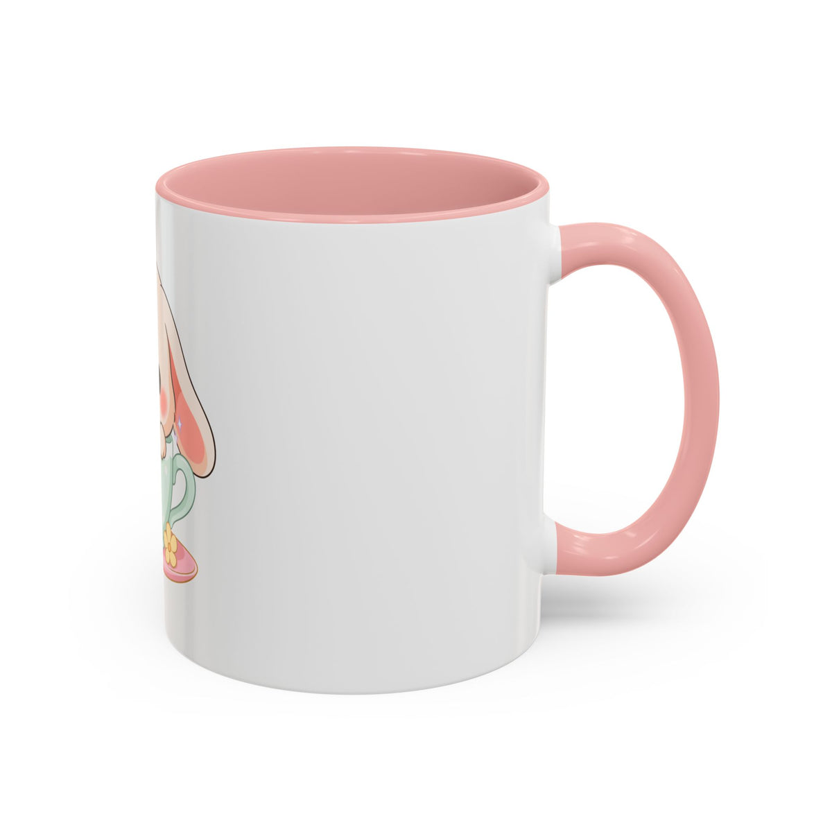 Kawaii Bunny Accent Coffee Mug, Cute Gift for Bunny Lovers
