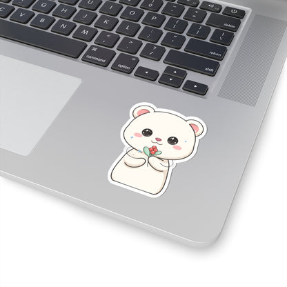Kawaii Christmas Polar Bear Sticker with Mistletoe