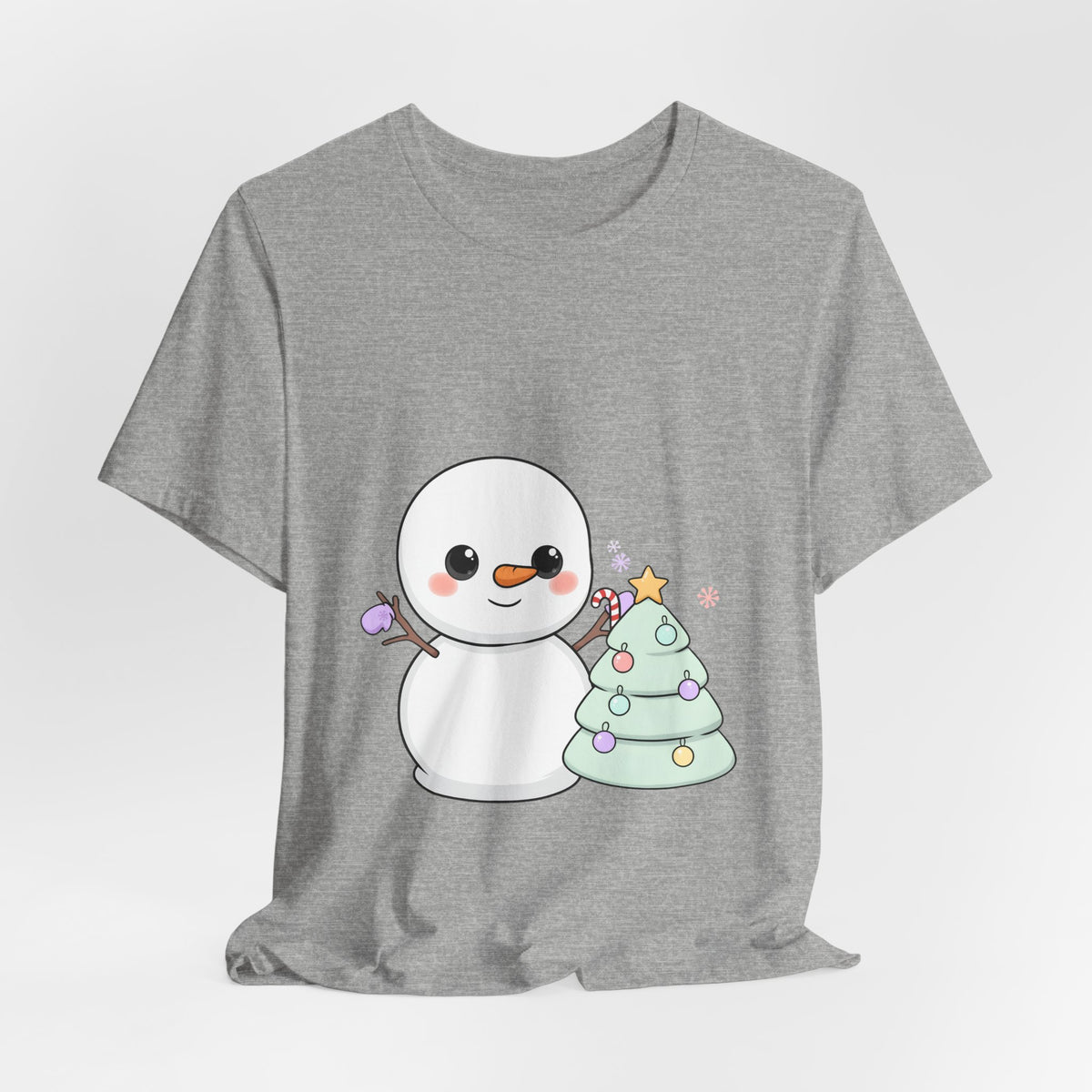 Kawaii Snowman Christmas T-Shirt for Festive Outfits