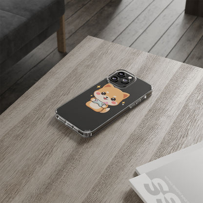 Kawaii Shiba Inu Gamer Phone Case, Clear Impact-Resistant
