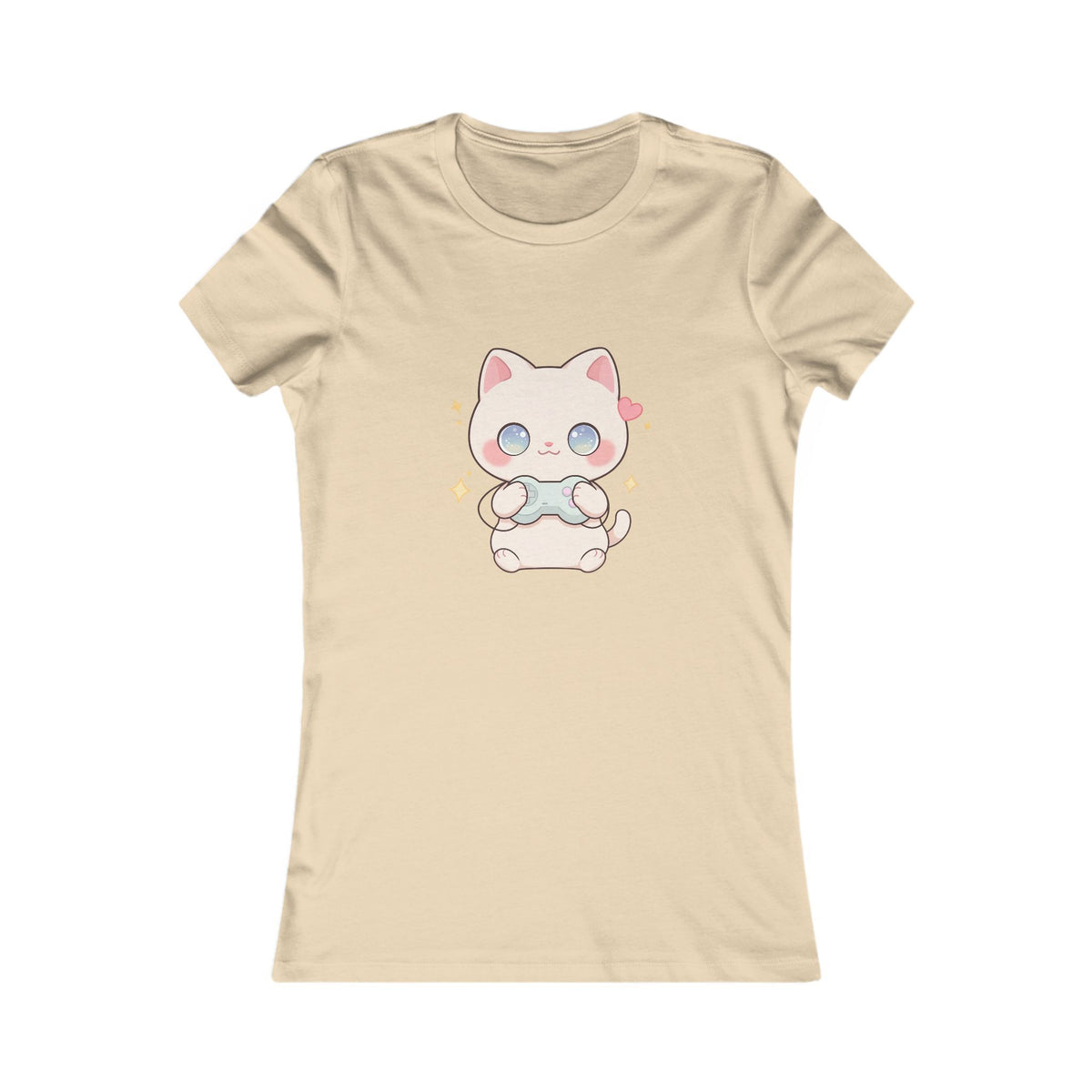 Kawaii Gamer Cat Women's Tee for Cozy Gaming Fans