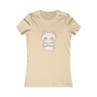 Kawaii Gamer Cat Women's Tee for Cozy Gaming Fans