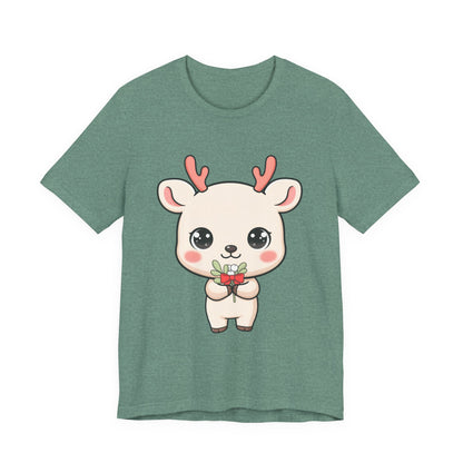 Kawaii Reindeer Christmas T-Shirt for Holiday Cheer