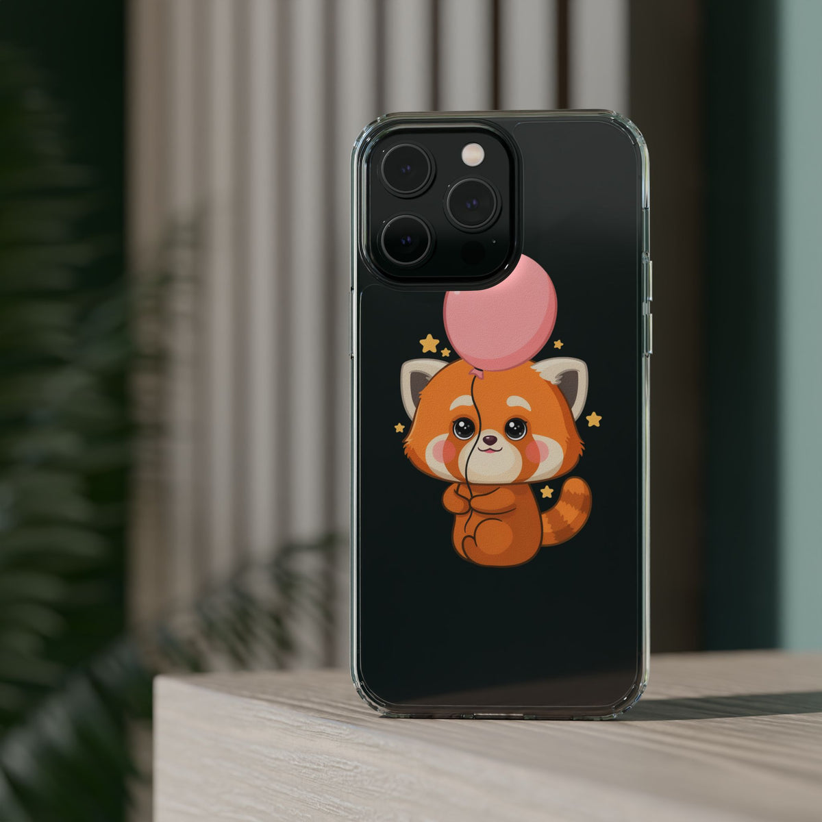 Kawaii Red Panda Clear Impact-Resistant Case with Balloon