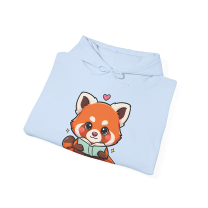 Cute Red Panda Reading Hoodie, Kawaii Book Lover Sweatshirt
