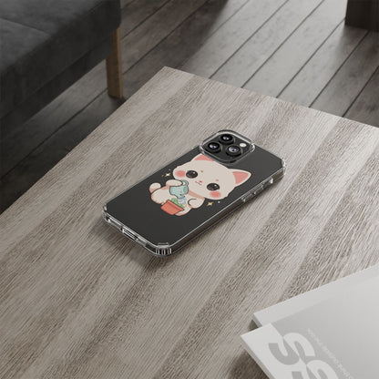 Kawaii Cat Phone Case, Cute Plant Lover Gift