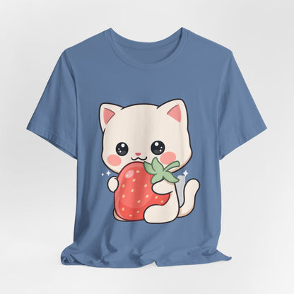 Kawaii Cat Strawberry T-Shirt, Cute Cat Lover Gift