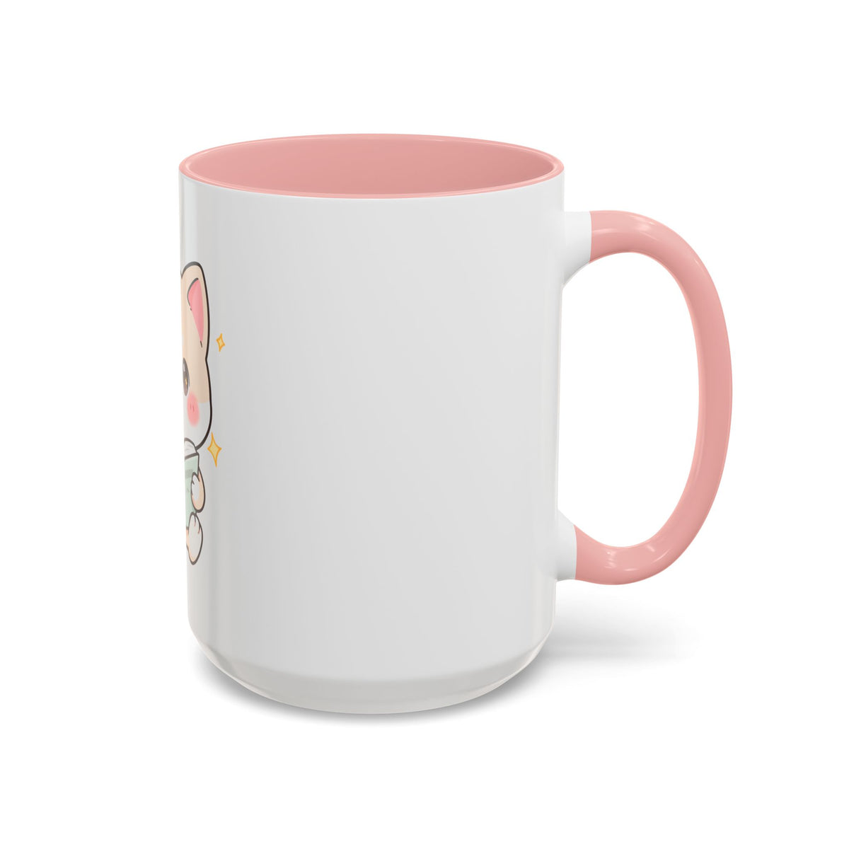 Kawaii Cat Reading Mug, Cute Book Lover Accent Coffee Mug