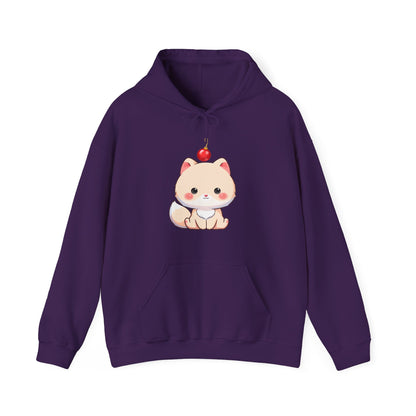 Kawaii Arctic Fox Christmas Hoodie, Unisex Heavy Blend