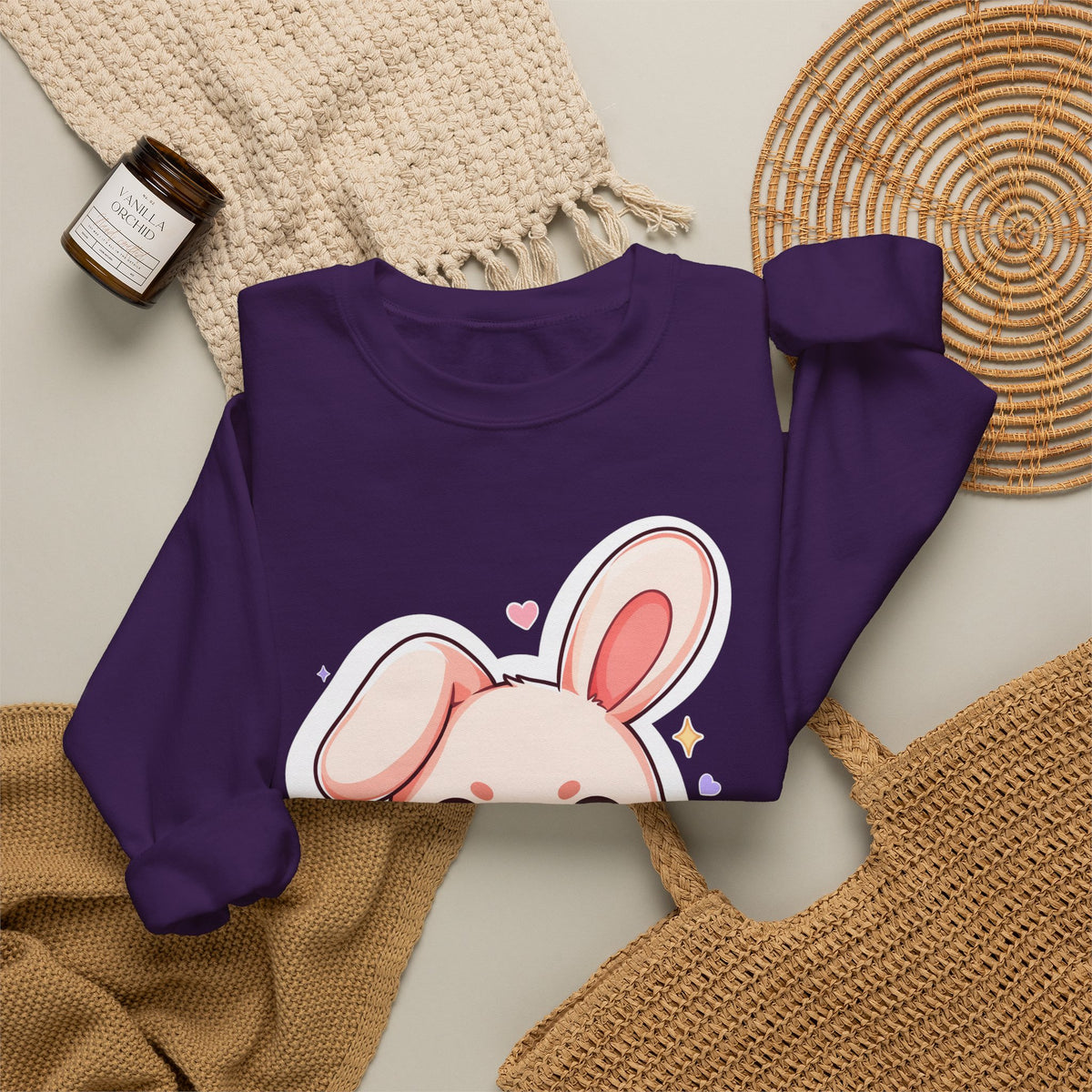 Kawaii Bunny Bubble Tea Sweatshirt, Cute Chibi Crewneck