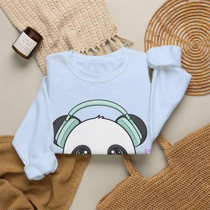 Kawaii Panda Music Sweatshirt, Cute Headphone Panda Crewneck