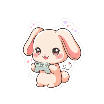 Gamer Bunny Sticker, Cute Kawaii Video Game Decor