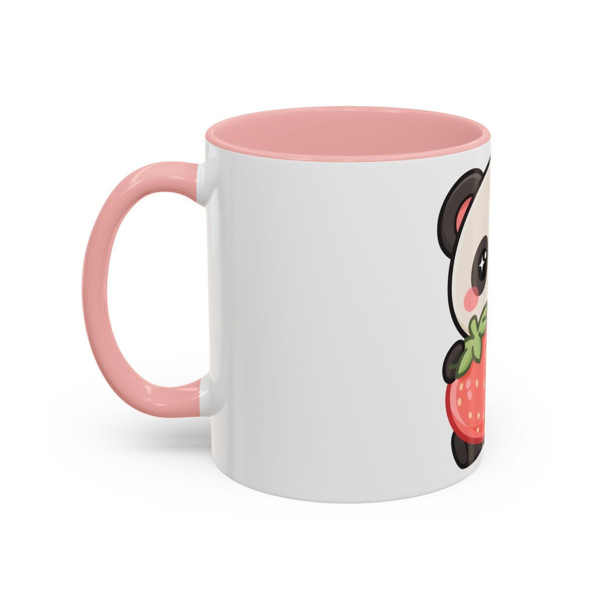Kawaii Panda Accent Coffee Mug, Strawberry Lover Gift
