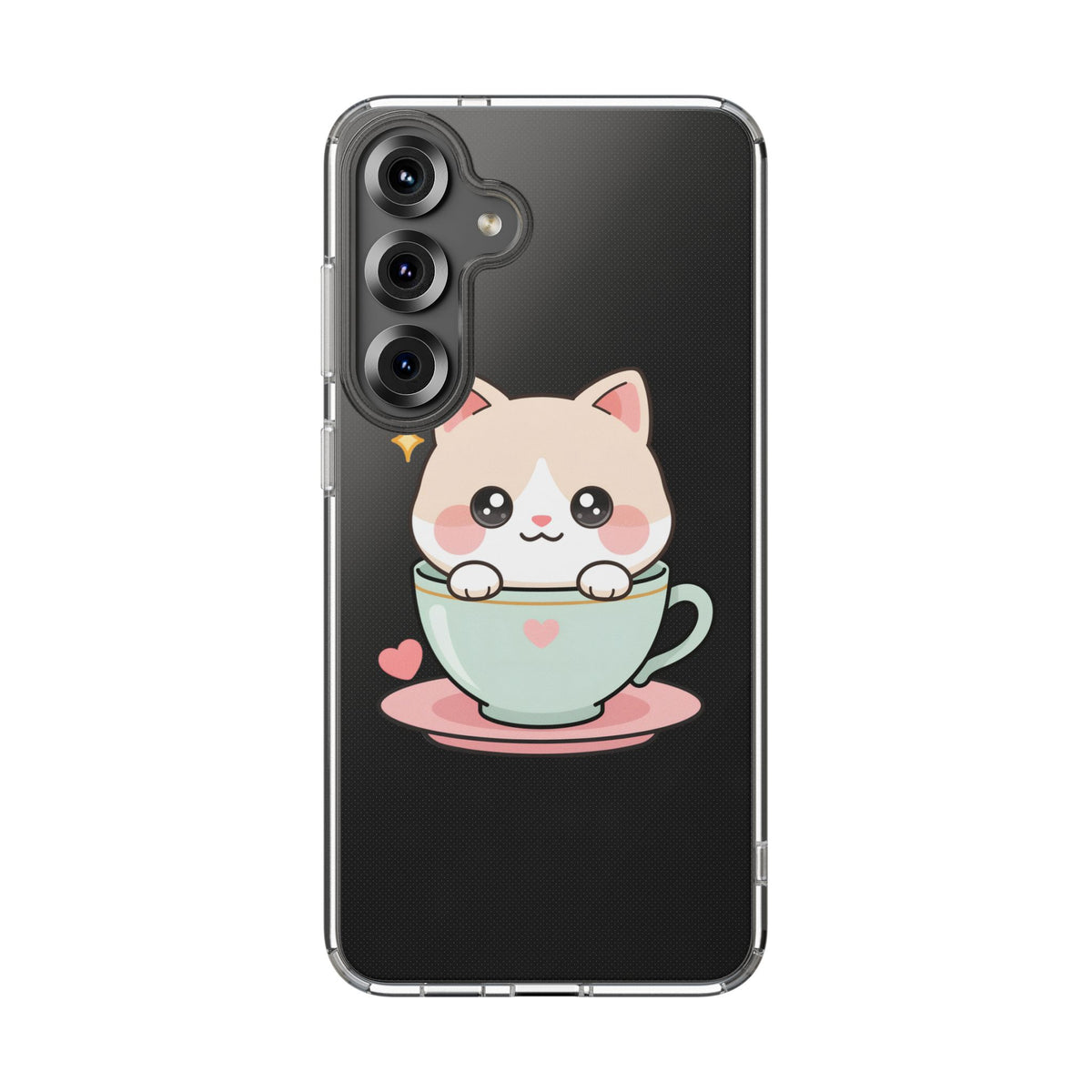 Kawaii Cat Phone Case, Cute Teacup Kitty Gift