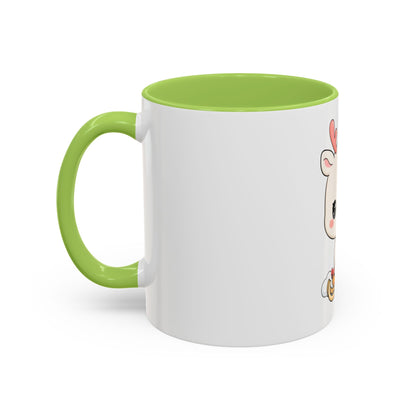 Christmas Reindeer Accent Coffee Mug, Cute Kawaii Sledding Gift