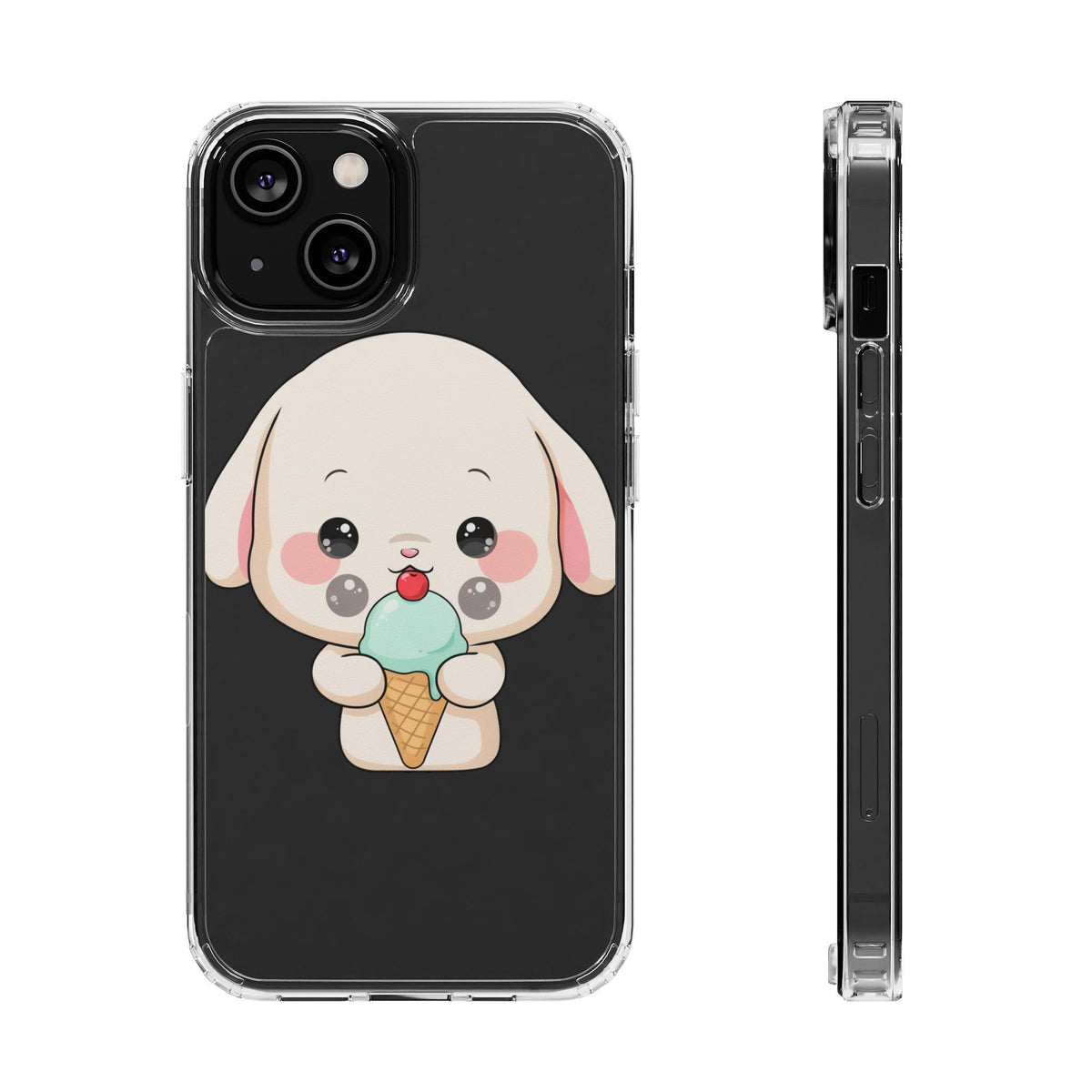 Kawaii Bunny Phone Case, Ice Cream Cutie Clear Case