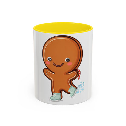 Gingerbread Man Ice Skating Accent Coffee Mug