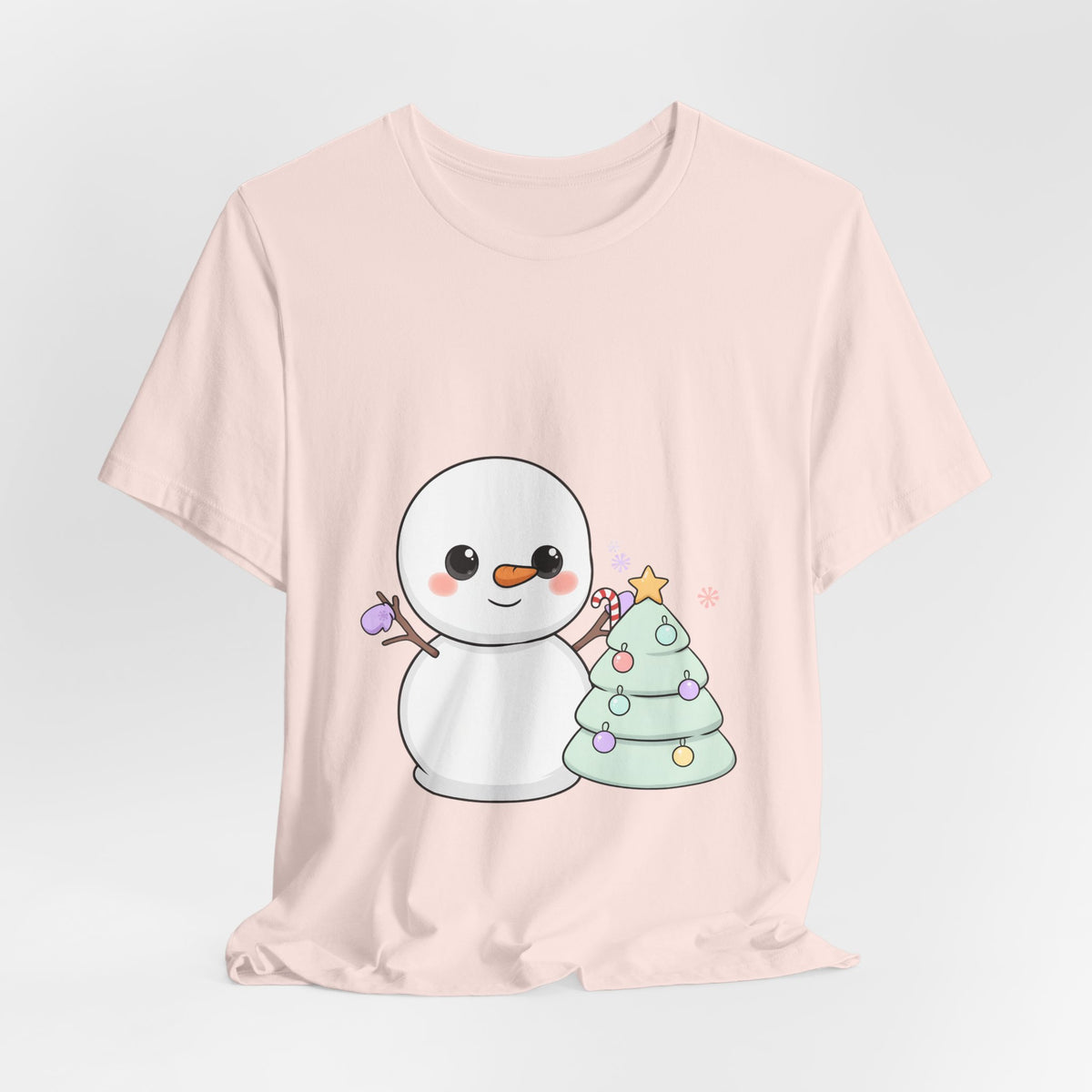 Kawaii Snowman Christmas T-Shirt for Festive Outfits