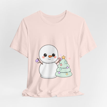 Kawaii Snowman Christmas T-Shirt for Festive Outfits