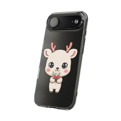 Kawaii Christmas Reindeer Clear Phone Case Gift