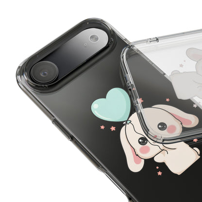 Kawaii Bunny Phone Case with Balloon, Clear Impact-Resistant