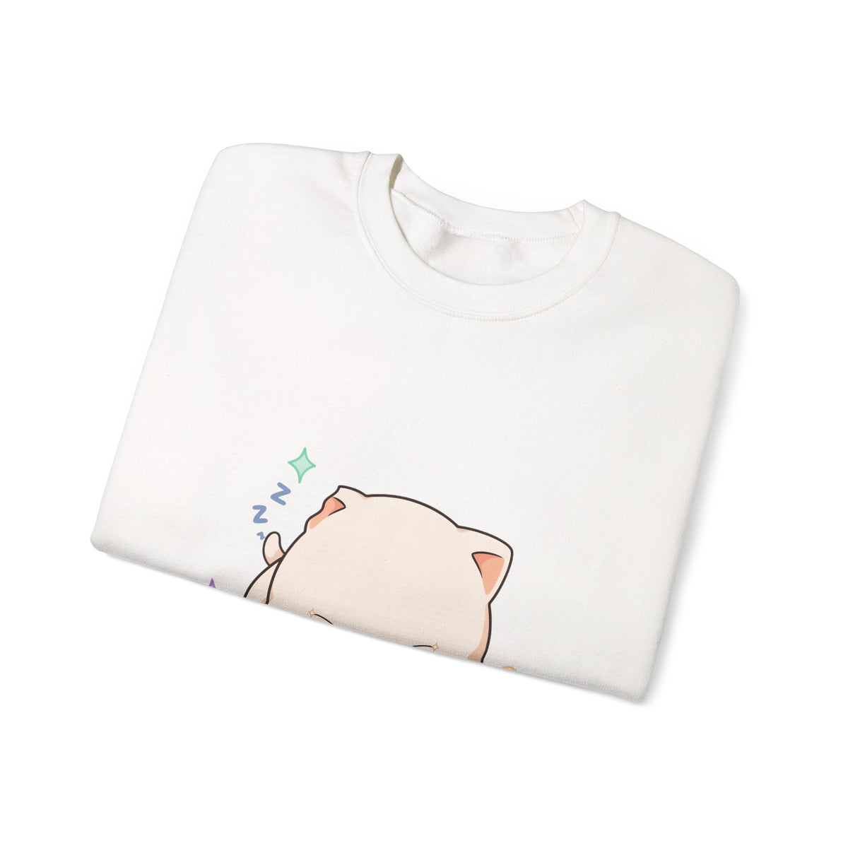 Kawaii Sleeping Cat Sweatshirt, Cozy Cloud Cat Crewneck