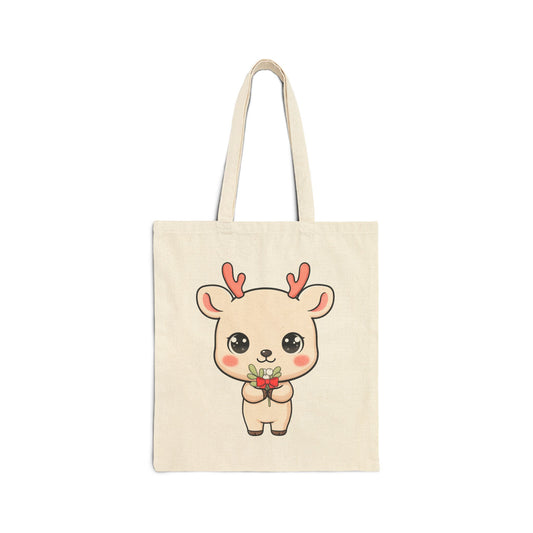 Kawaii Reindeer Tote Bag for Cozy Holiday Cheer