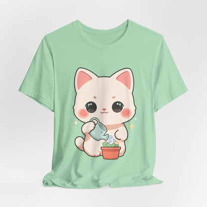 Kawaii Cat Gardening T-Shirt for Plant Lovers