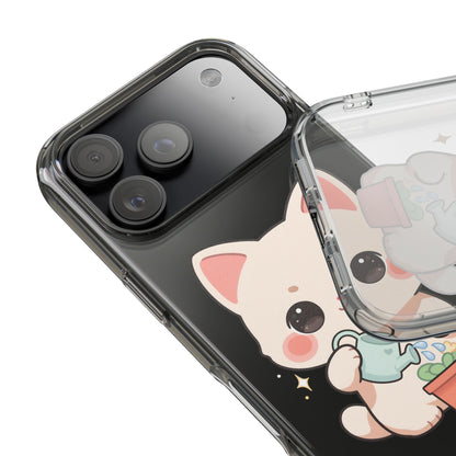 Kawaii Cat Phone Case, Cute Plant Lover Gift