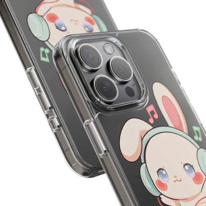 Kawaii Bunny Phone Case, Cute Music Lover Gift