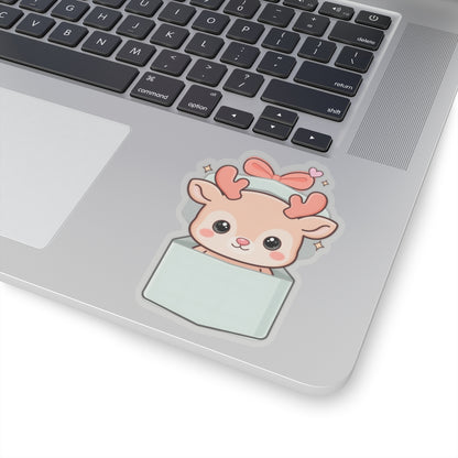 Kawaii Reindeer Sticker, Cute Christmas Gift Box Decal