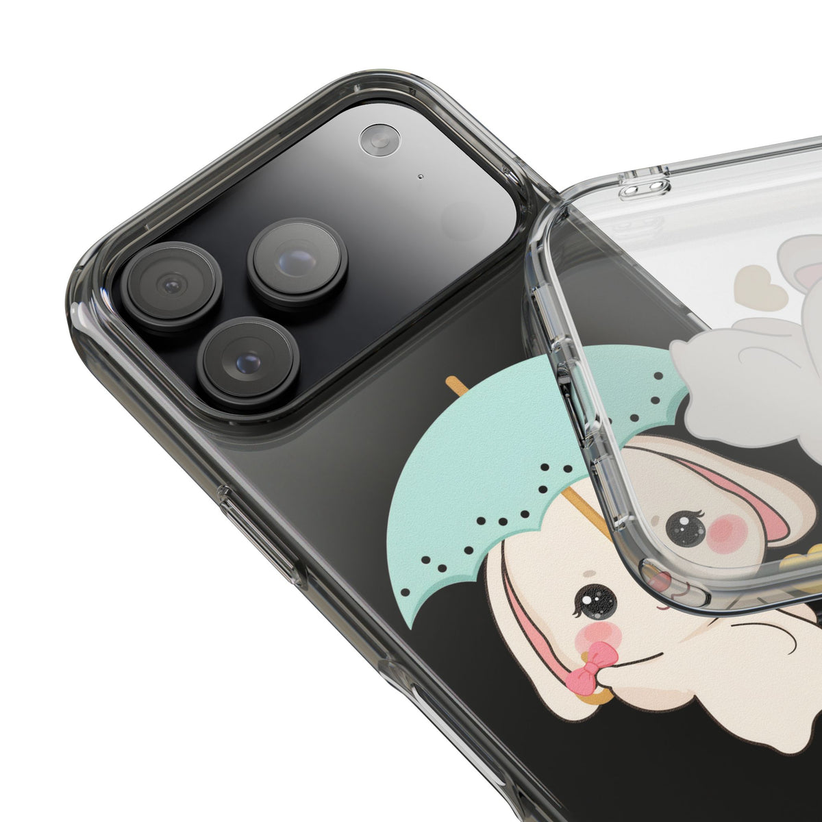 Kawaii Bunny Phone Case with Umbrella | Cute Clear Case