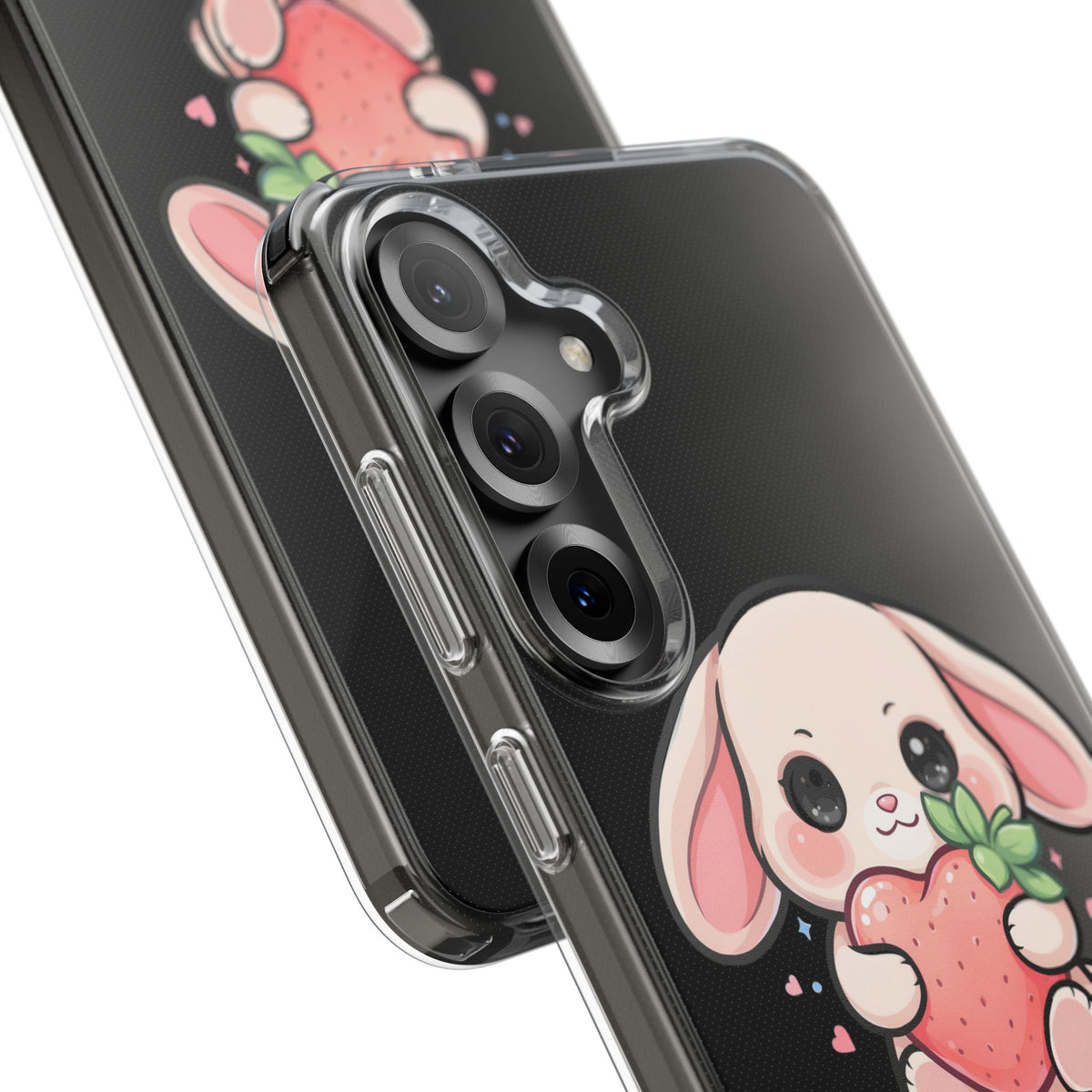 Kawaii Bunny Strawberry Phone Case, Clear Impact-Resistant