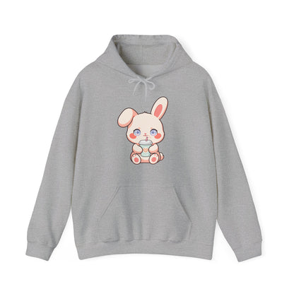 Kawaii Bunny Latte Hoodie, Cute Coffee Lover Sweatshirt