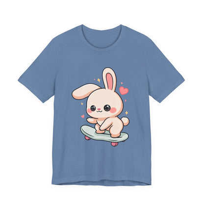 Kawaii Bunny Skateboard T-Shirt for Cute Style Fans