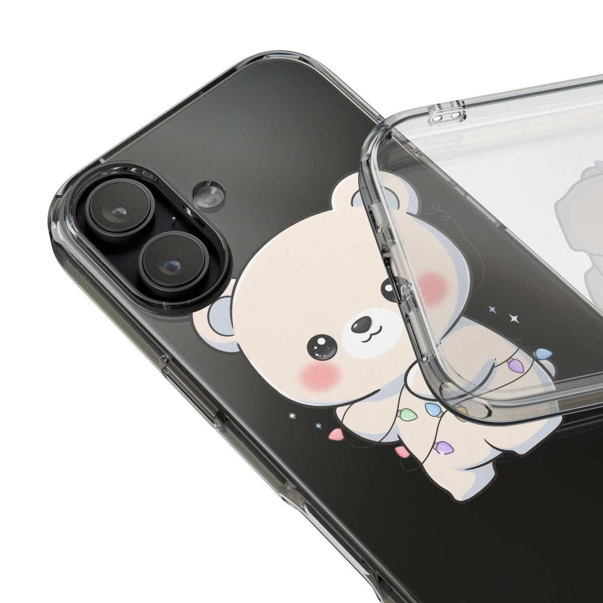 Kawaii Polar Bear Phone Case with Fairy Lights