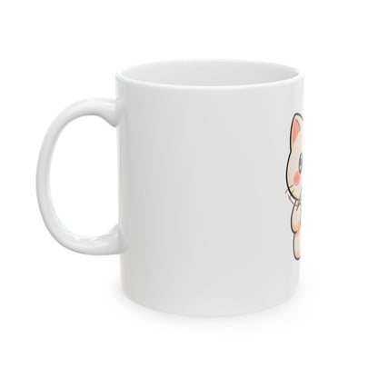 Kawaii Cat Latte Mug, Cute Chibi Coffee Lover Gift