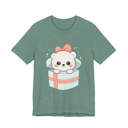 Kawaii Polar Bear Tee, Cute Gift Box Cub Unisex Shirt