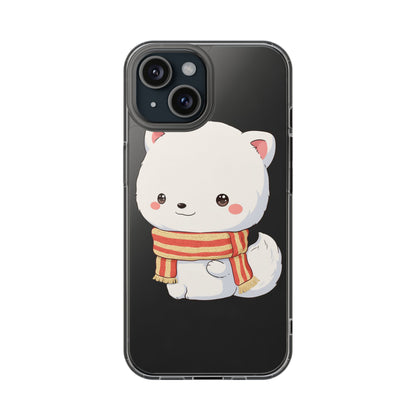 Kawaii Arctic Fox Phone Case, Cozy Christmas Scarf